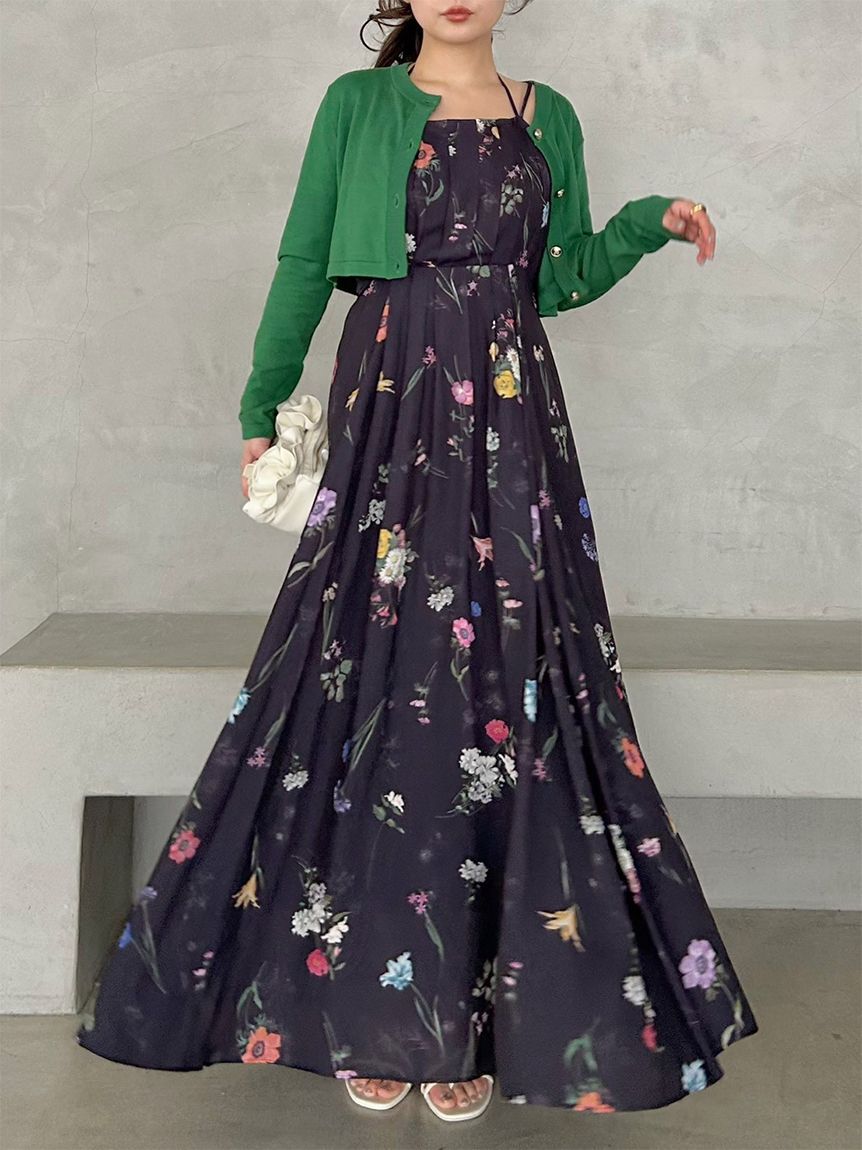 SNIDEL「カーデセットフローラルプリントキャミワンピース」|ワンピース|