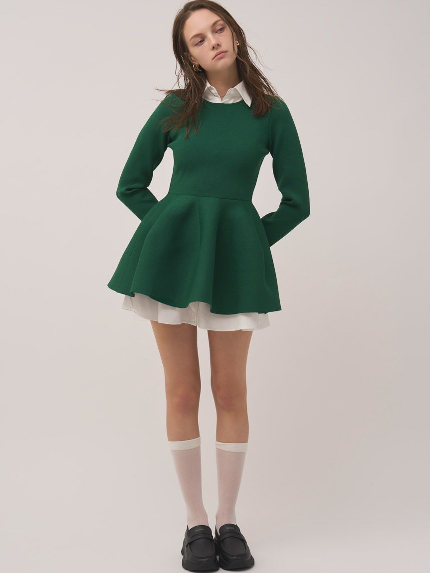 SNIDEL「シャツレイヤードニットチュニック」|チュニック|