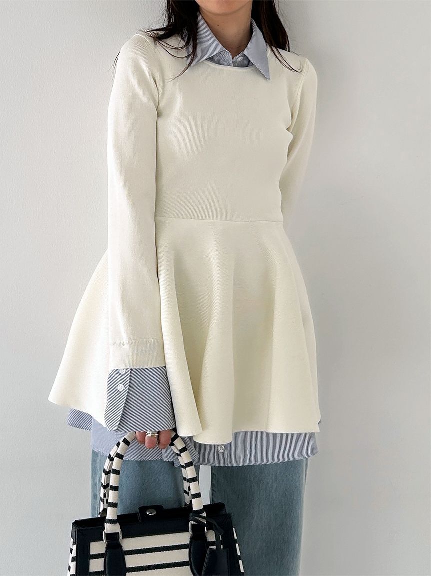 SNIDEL「シャツレイヤードニットチュニック」|チュニック|