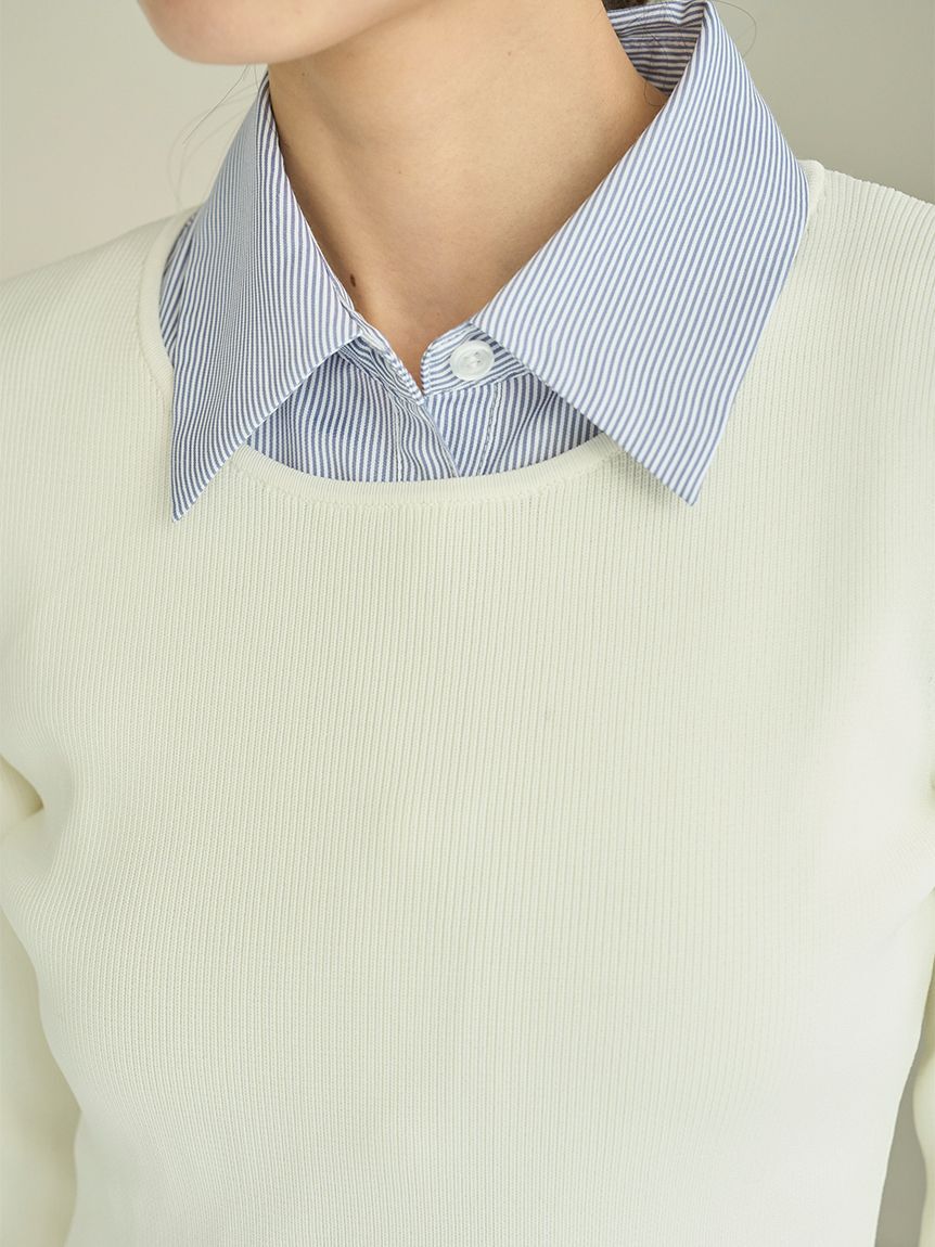 SNIDEL「シャツレイヤードニットチュニック」|チュニック|