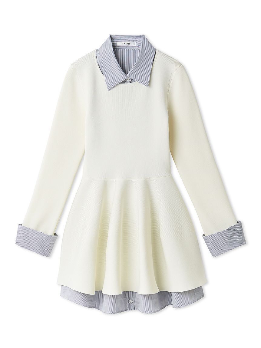 SNIDEL「シャツレイヤードニットチュニック」|チュニック|