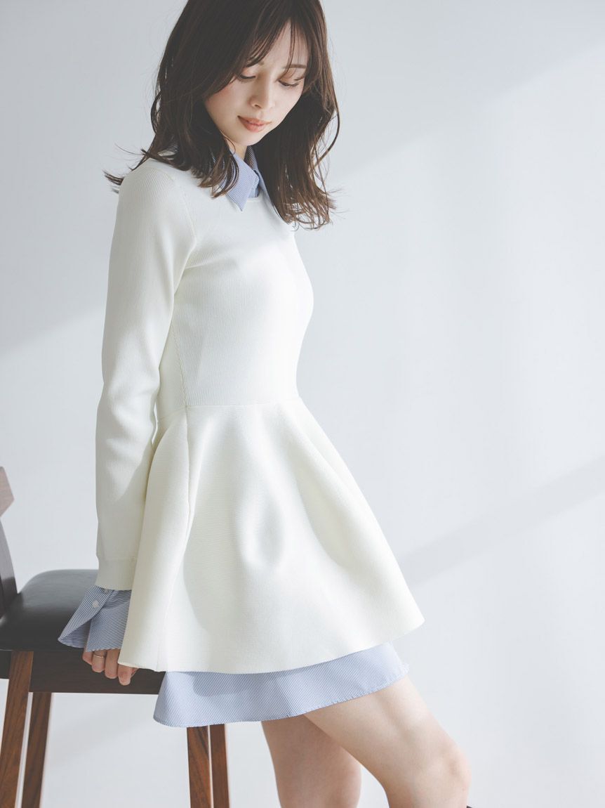 SNIDEL「シャツレイヤードニットチュニック」|チュニック|