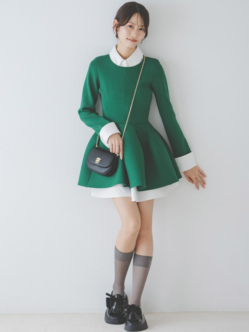 SNIDEL「シャツレイヤードニットチュニック」|チュニック|