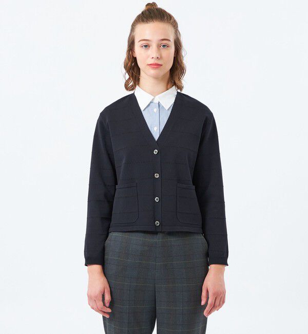 MACKINTOSH PHILOSOPHY「ラメボーダーVネックカーディガン」|ニット・セーター|