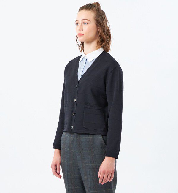 MACKINTOSH PHILOSOPHY「ラメボーダーVネックカーディガン」|ニット・セーター|