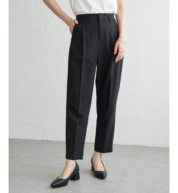ikka「リネンライクテーパードパンツ」|その他|ブラック