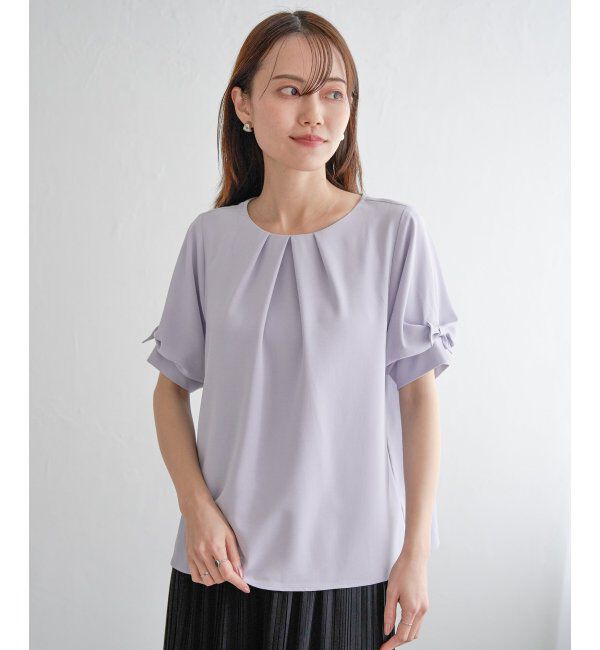 IKKA LOUNGE「ドライタッチ袖リボンブラウス」|シャツ・ブラウス|