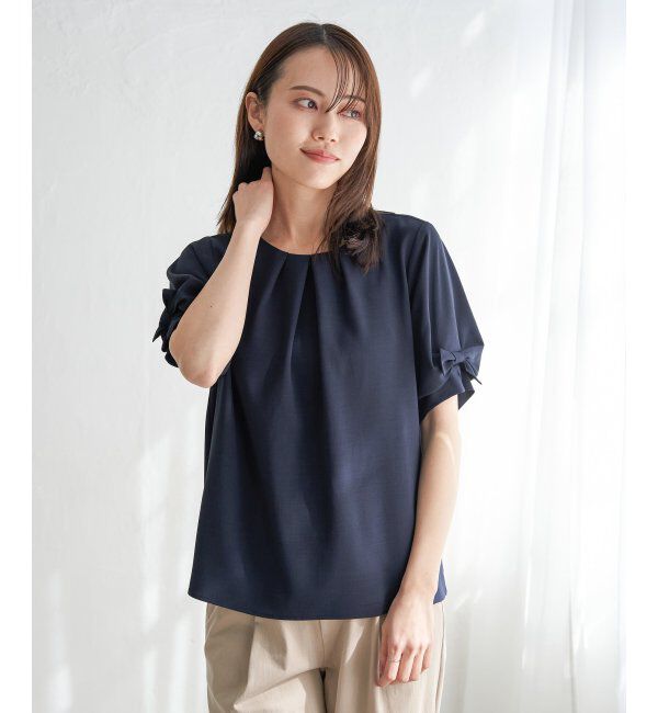 IKKA LOUNGE「ドライタッチ袖リボンブラウス」|シャツ・ブラウス|