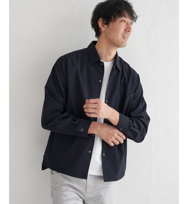 ikka「【吸水速乾】イージーケアリネンライクシャウター」|ブルゾン・スタジャン|ネイビーブルー
