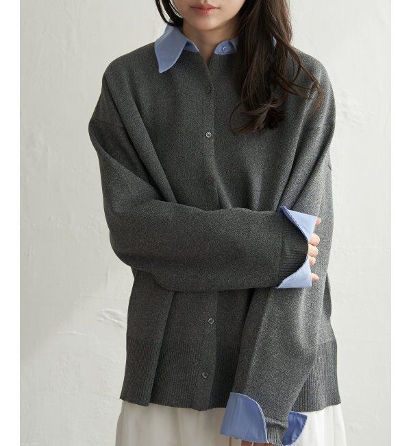 VENCE share style「シャツレイヤード風カーディガン」|カーディガン|