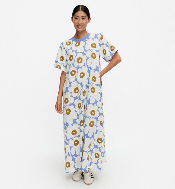 Marimekko「【フィンランド・アジア限定】Sh Koostua Unikko ワンピース」|ワンピース|ﾎﾜｲﾄ&times;ﾌﾞﾙｰ&times;ﾌﾞﾗｳﾝ