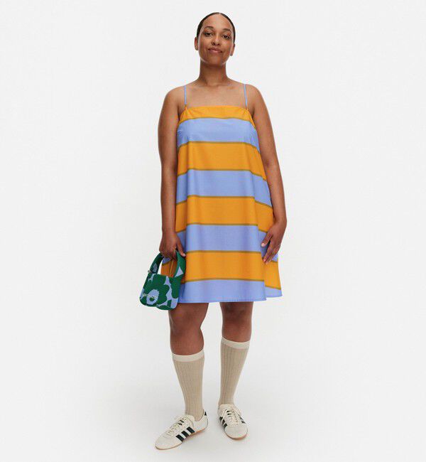 Marimekko「Pelit Galleria ワンピース」|ワンピース|ブルー&times;オレンジ