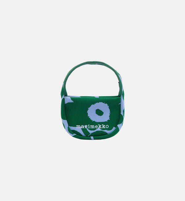 Marimekko「Knitted Mini Handbag Unikko ハンドバッグ」|ショルダー・メッセンジャー|ﾀﾞｰｸｸﾞﾘｰﾝ&times;ﾌﾞﾙｰ