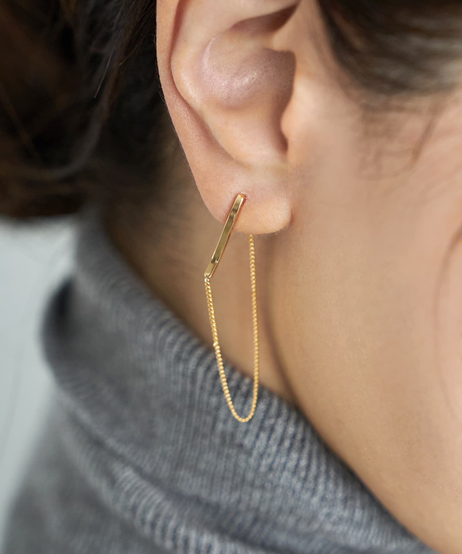 STYLE DELI「前後がチェーンで繋がるピアス」|ピアス|ゴールド