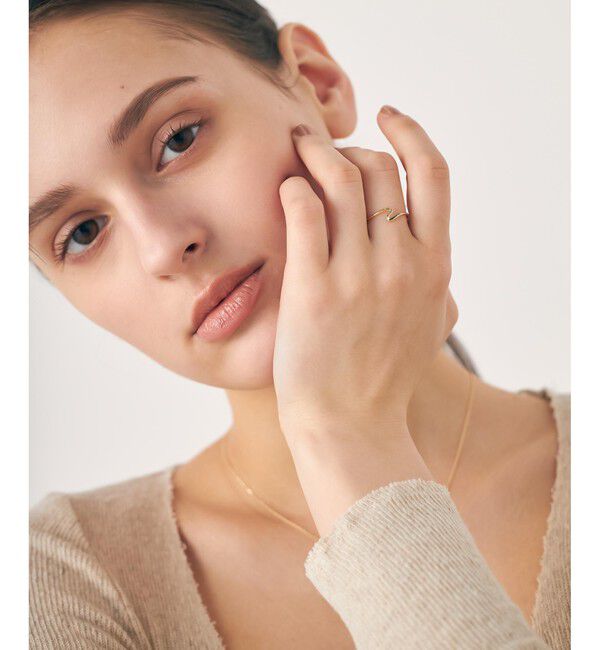 ete「[レイヤード] K10YG ウェーブ リング」|リング|