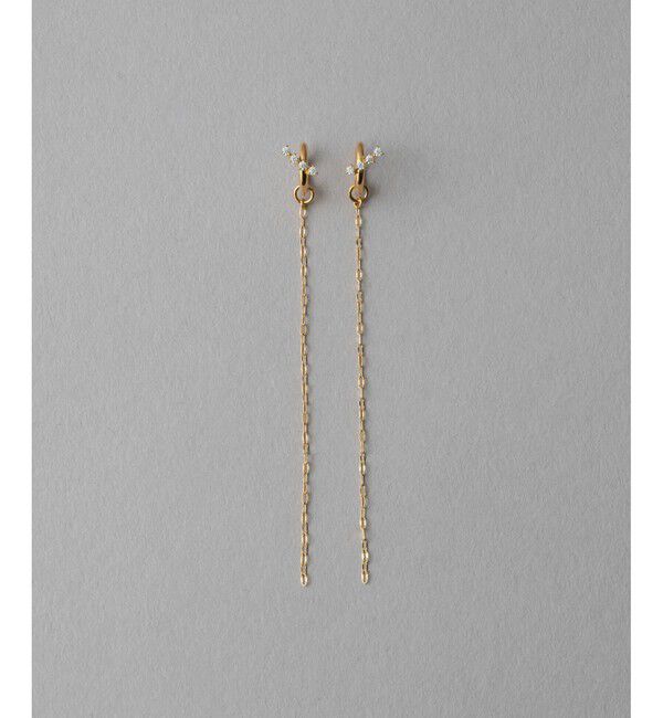 ete「チェーン ビジュー イヤリング」|イヤリング|イエローゴールド