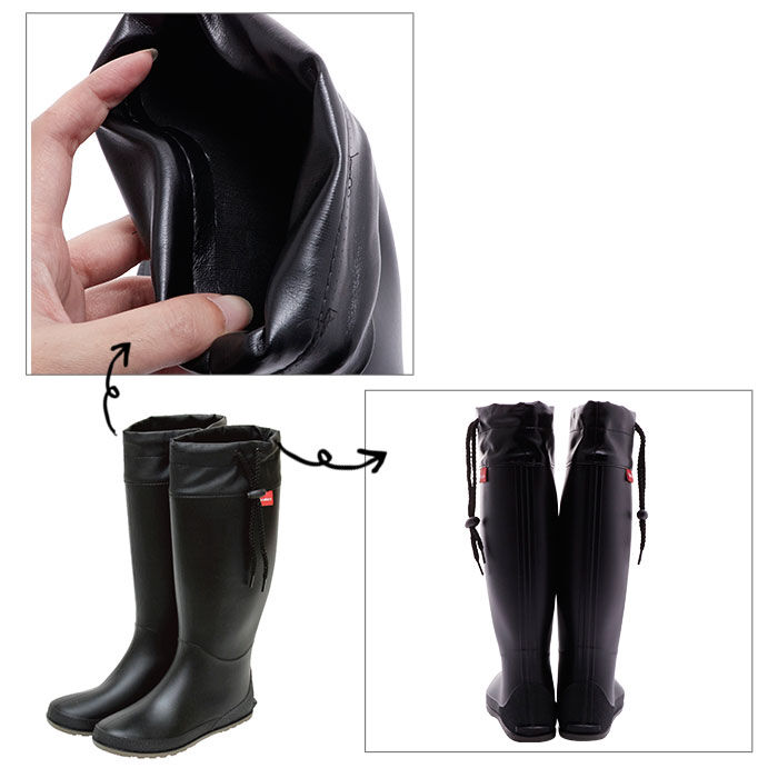 BACKYARD FAMILY「レインブーツ レディース ロング 通販 折りたたみ 折り畳み フォールディングレインブーツ」|レインシューズ|