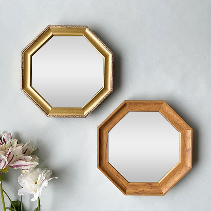BACKYARD FAMILY「八角形 鏡 木製 通販 卓上 ミラー 壁掛け 卓上ミラー ウォールミラー スタンドミラー 八角鏡」|その他|
