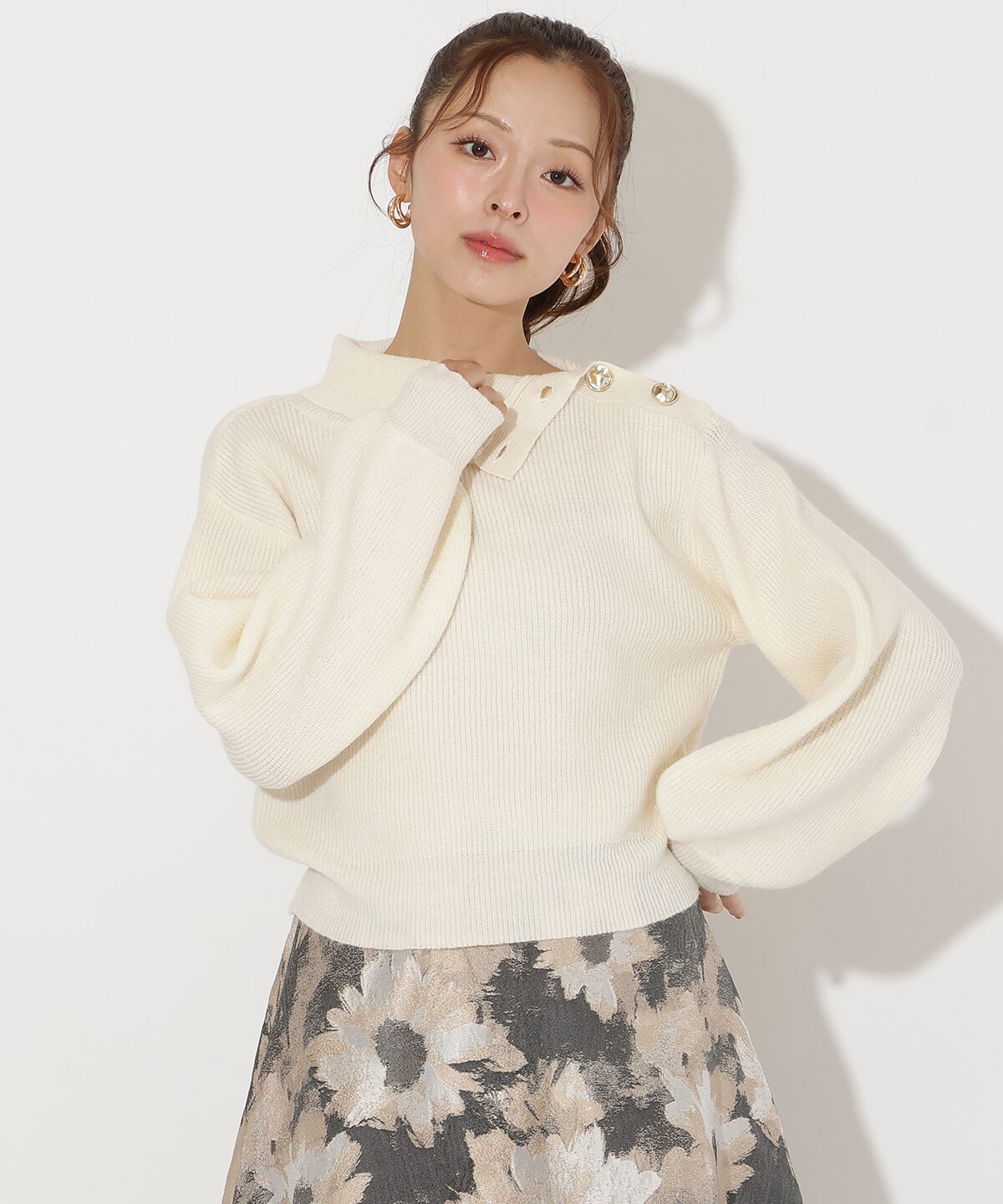 アンドクチュール「ショルダーボタンマルチウェイニットプルオーバー」|ニット・セーター|