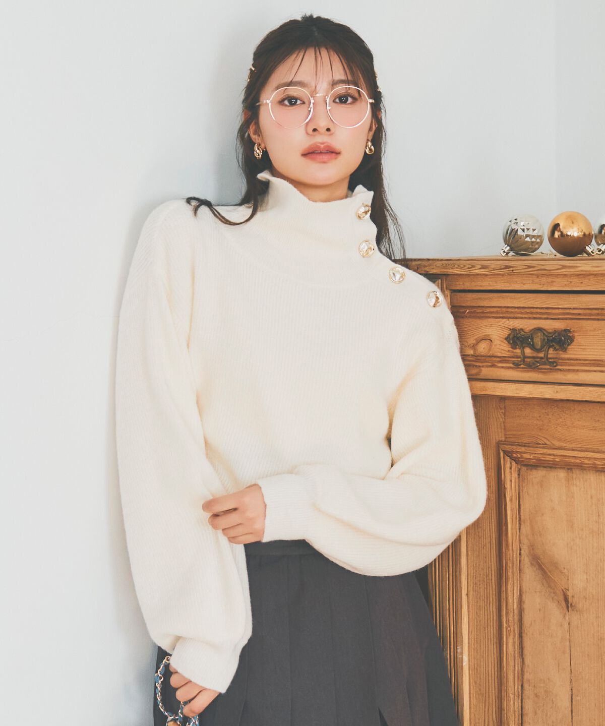 アンドクチュール「ショルダーボタンマルチウェイニットプルオーバー」|ニット・セーター|