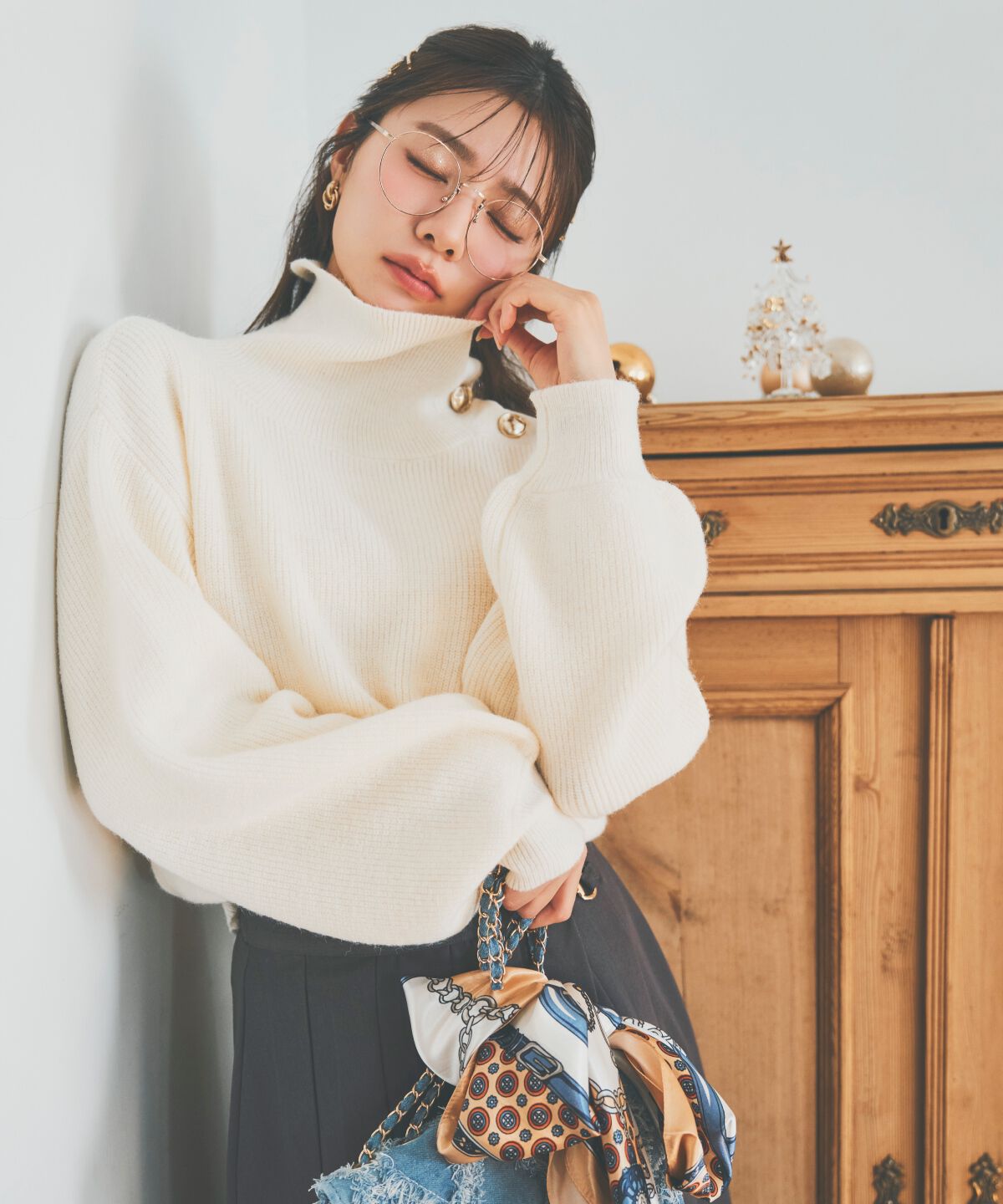 アンドクチュール「ショルダーボタンマルチウェイニットプルオーバー」|ニット・セーター|