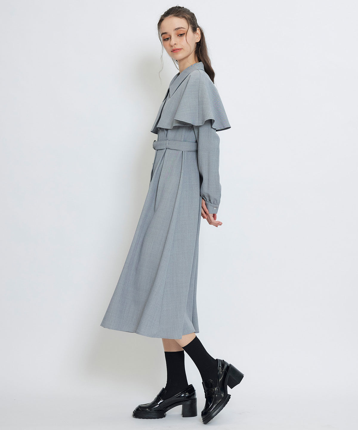 REDYAZEL「ケープライクロングフレアワンピース」|ワンピース|