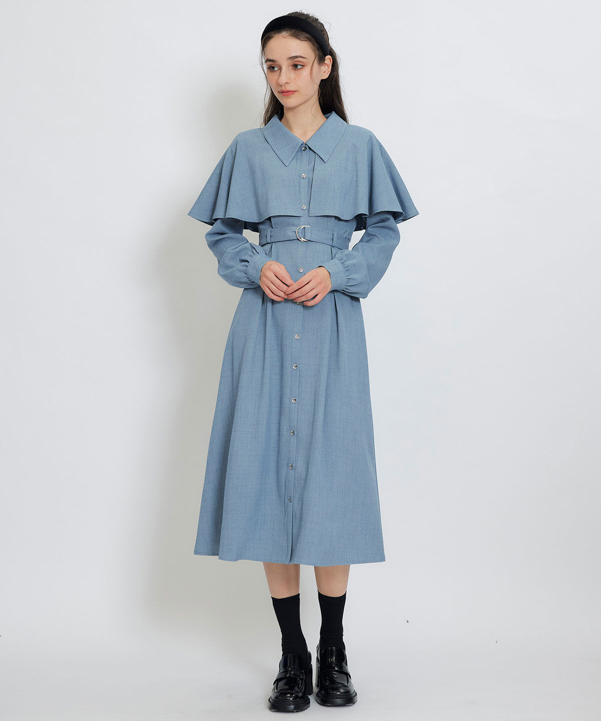 REDYAZEL「ケープライクロングフレアワンピース」|ワンピース|