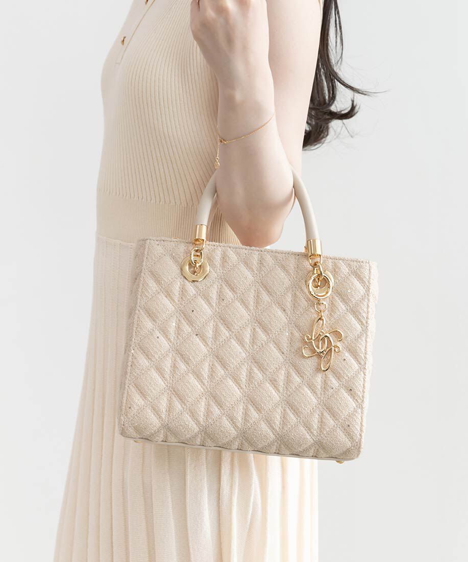  「2WAYキルティングミディバッグ」|ハンドバッグ|ピンク