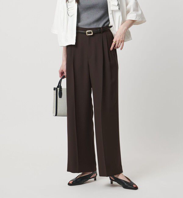 UNITED ARROWS「P 2タック ワイドパンツ ‐吸水速乾 帯電防止 接触冷感 ウォッシャブル‐」|スラックス|