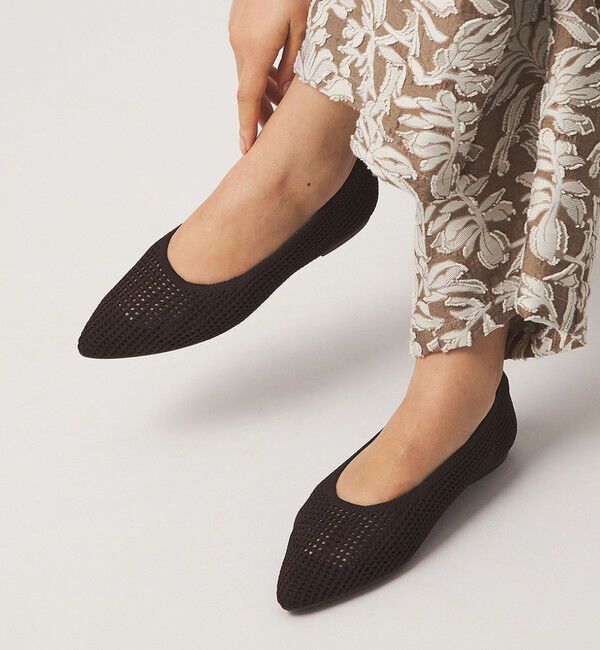 UNITED ARROWS green label relaxing「ウェルネスシアー ポインテッド フラットシューズ / ニットシューズ」|ローファー|DK.BROWN