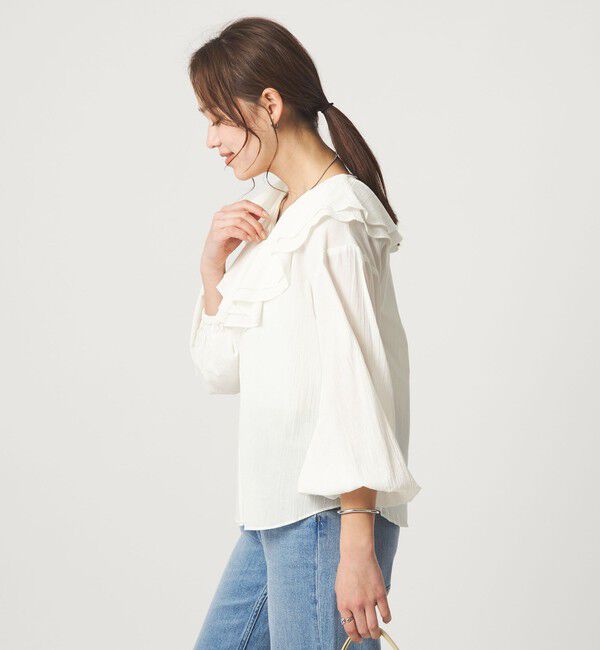 UNITED ARROWS green label relaxing「100/2 ラッフルカラー ブラウス」|シャツ・ブラウス|