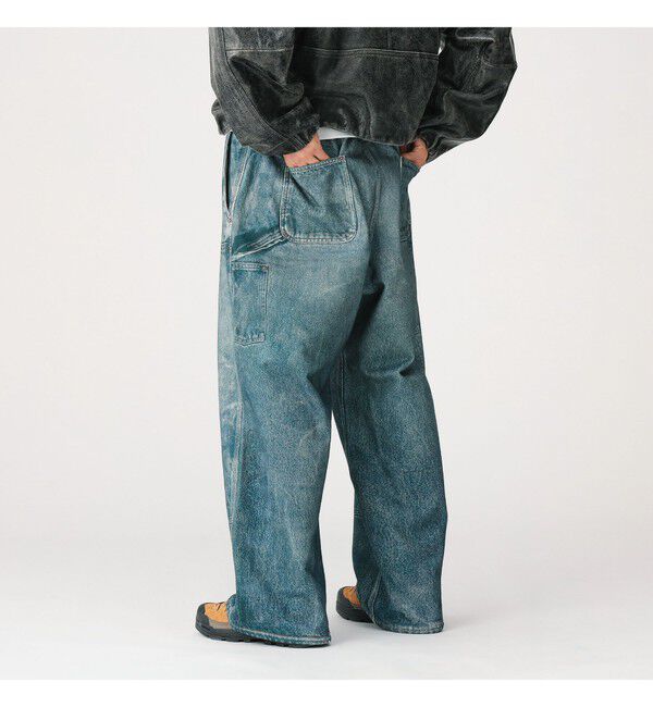 BEAMS「モック プリント ダブルニー スウェットパンツ」|チノ|