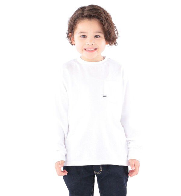 SHIPS KIDS「【WEB限定】SHIPS KIDS:100～160cm / ＜家族おそろい＞SHIPS マイクロロゴ ロングスリーブ TEE」|Tシャツ・カットソー|ホワイト