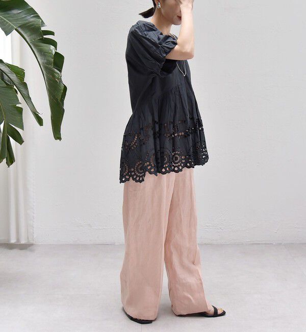 quaranciel「quaranciel:〈洗濯機可能〉コットン カットワーク レース パフスリーブ ブラウス」|シャツ・ブラウス|