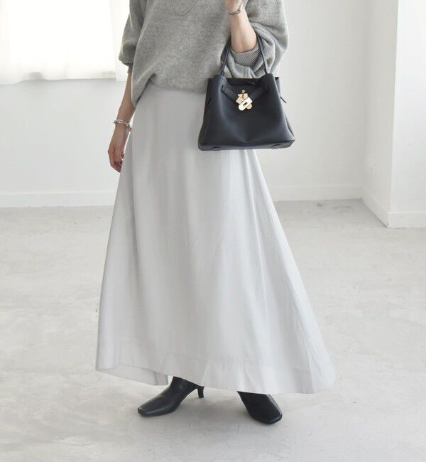 quaranciel「quaranciel:〈洗濯機可能〉シルキー サテン フレア スカート」|フレア|ライトグレー