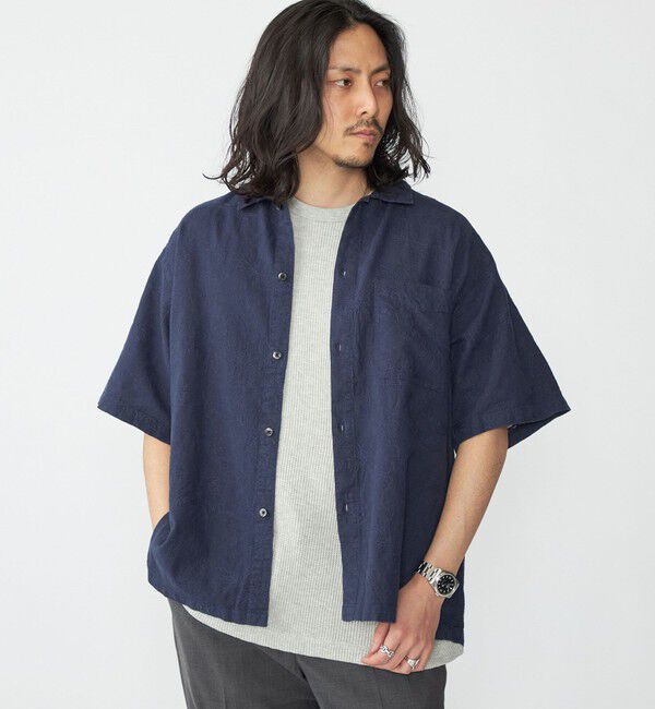SHIPS「SHIPS: インディアン エンブロイダリー コットンヘンプ ウィークエンド シャツ」|シャツ・ブラウス|ネイビー