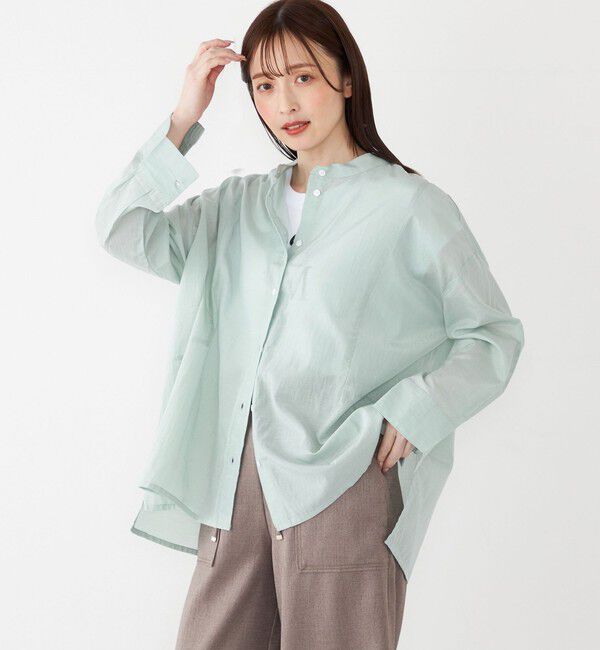 SHIPS Colors 「SHIPS Colors:〈手洗い可能〉キュプラ コットン シアー オーバー シャツ」|シャツ・ブラウス|