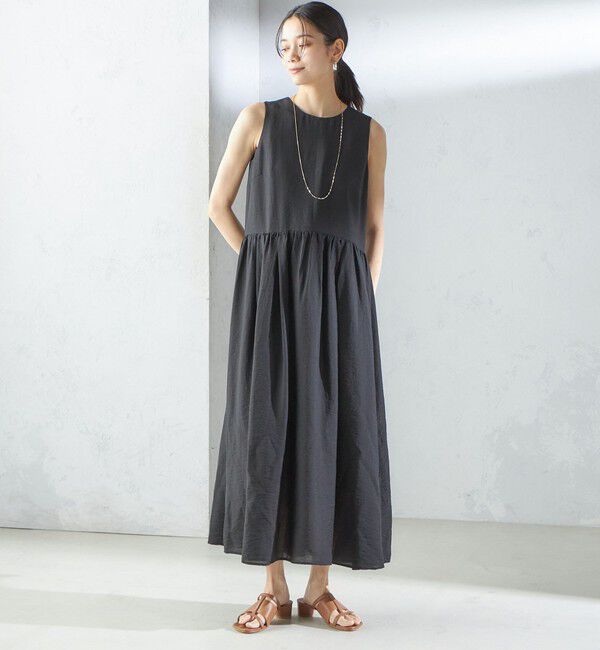 SHIPS for women「〈手洗い可能〉シルク混 シアー ノースリーブ ワンピース」|ワンピース|