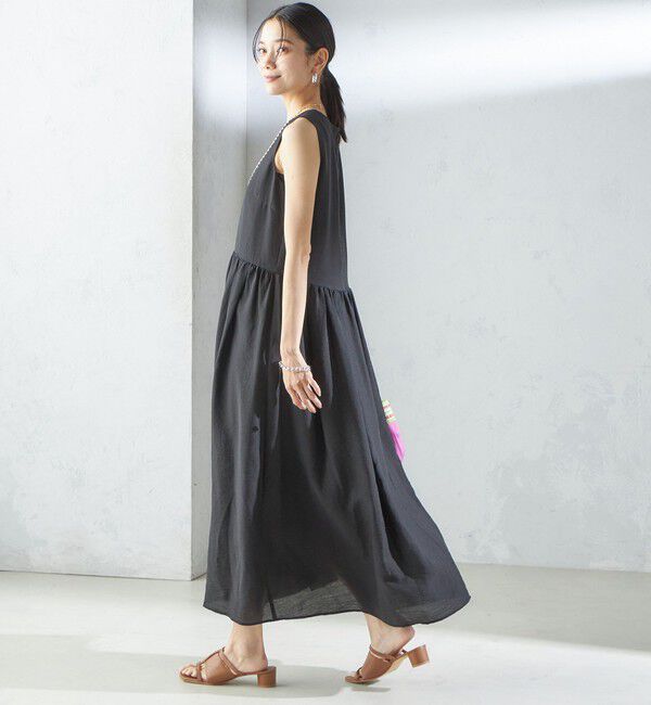 SHIPS for women「〈手洗い可能〉シルク混 シアー ノースリーブ ワンピース」|ワンピース|