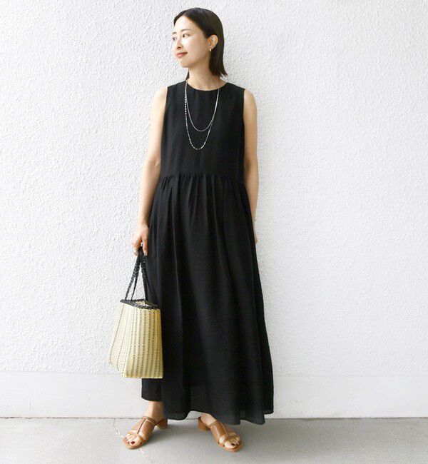 SHIPS for women「〈手洗い可能〉シルク混 シアー ノースリーブ ワンピース」|ワンピース|