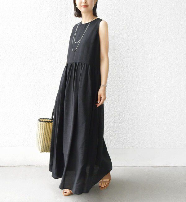 SHIPS for women「〈手洗い可能〉シルク混 シアー ノースリーブ ワンピース」|ワンピース|