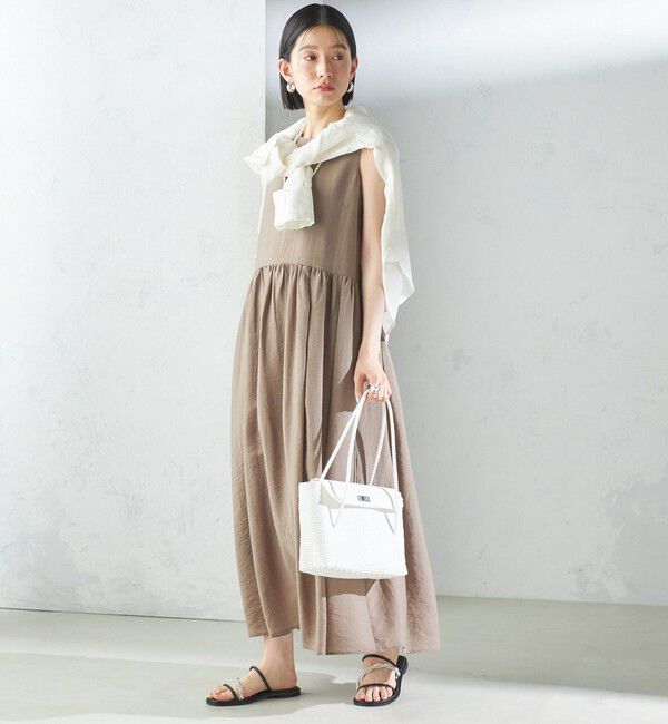 SHIPS for women「〈手洗い可能〉シルク混 シアー ノースリーブ ワンピース」|ワンピース|