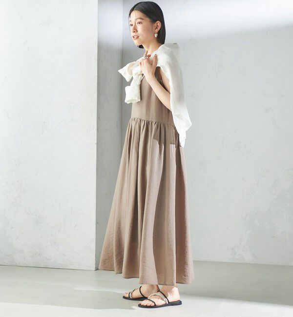 SHIPS for women「〈手洗い可能〉シルク混 シアー ノースリーブ ワンピース」|ワンピース|