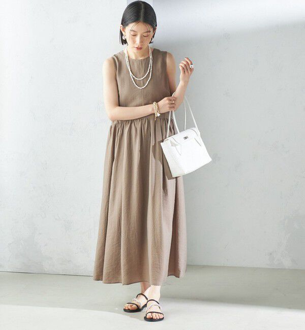 SHIPS for women「〈手洗い可能〉シルク混 シアー ノースリーブ ワンピース」|ワンピース|