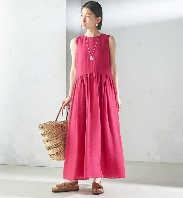 SHIPS for women「〈手洗い可能〉シルク混 シアー ノースリーブ ワンピース」|ワンピース|