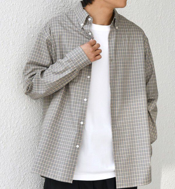 SHIPS any「SHIPS any:〈洗濯機可能〉ブラッシュド トラッド チェック ボタンダウン シャツ◇」|シャツ・ブラウス|ベージュ