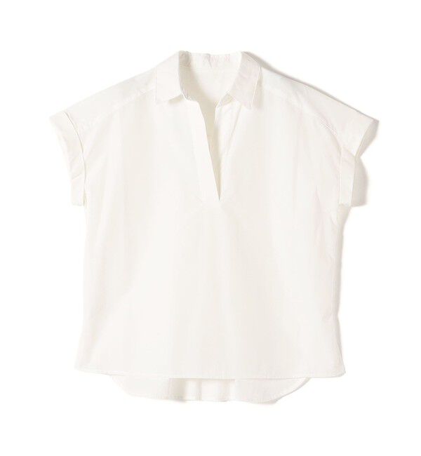 SHIPS Colors 「innowave:〈手洗い可能〉TC スキッパー フレンチスリーブ ブラウス」|シャツ・ブラウス|オフホワイト