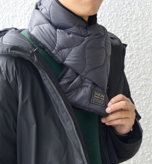 SHIPS any「TAION:〈手洗い可能〉ミリタリー キルティング リバーシブル ダウンマフラー」|マフラー|