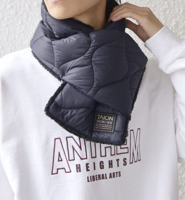 SHIPS any「TAION:〈手洗い可能〉ミリタリー キルティング リバーシブル ダウンマフラー」|マフラー|