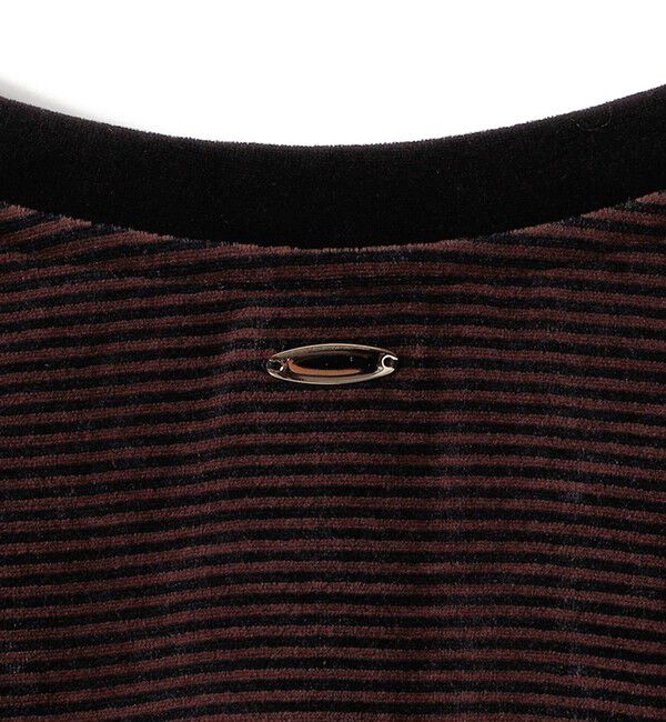 SHIPS for women「〈手洗い可能〉コットン ポリエステル ベロア ワイド スリーブ ボーダー」|Tシャツ・カットソー|